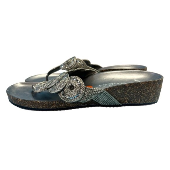 Andrea E Michele Cork Wedge Thong Sandals Made in Italy SIZE 9.5 - Picture 3 of 6